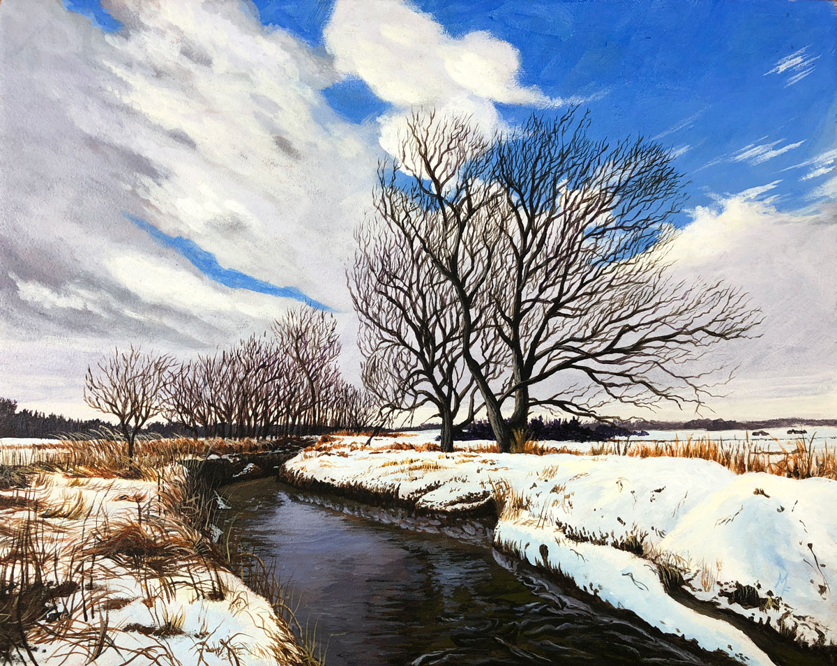 Winter Landscape Painting with Acrylics