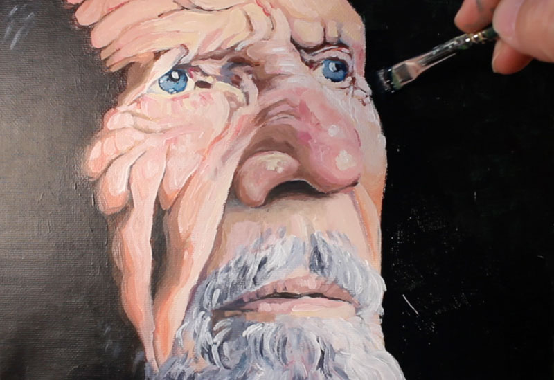 Cleaning up the edges around the face