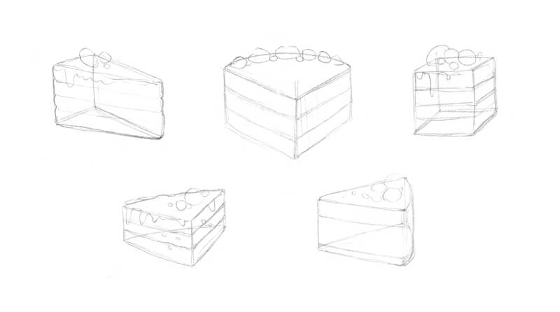 Sketches of a piece of cake