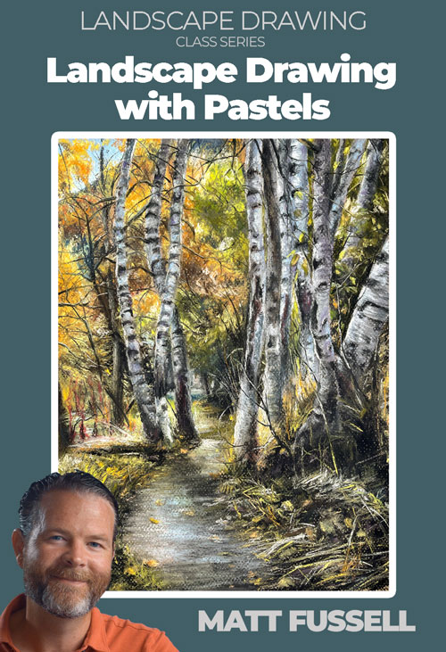 Birch Tree Landscape with Pastels
