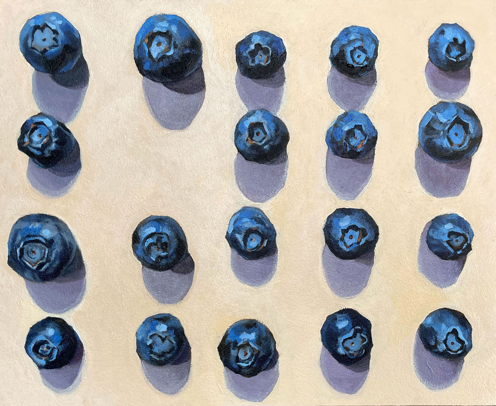 Blueberry painting with acrylics