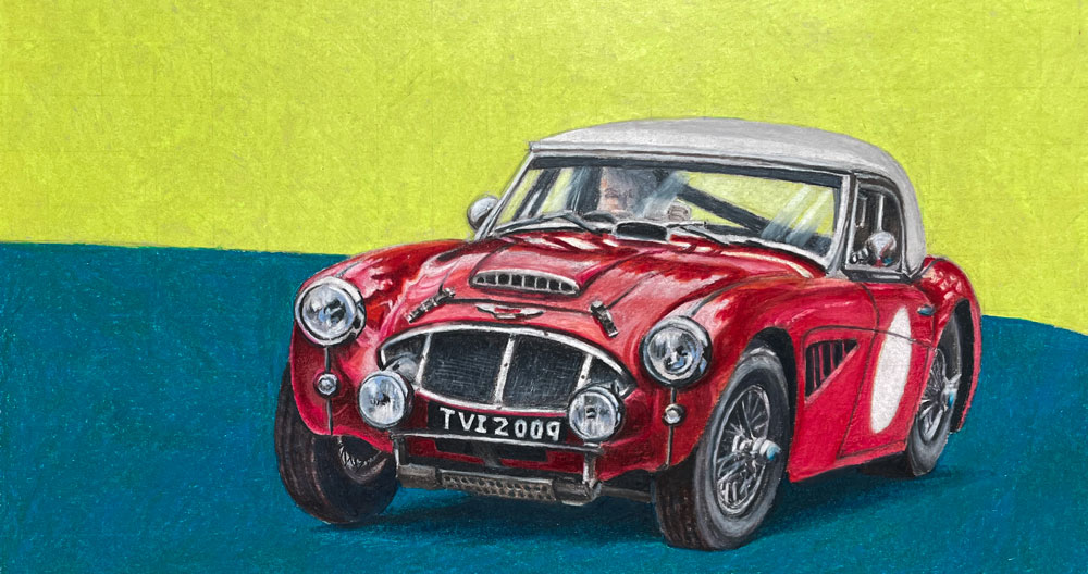Car Drawing with Colored Pencils and Markers