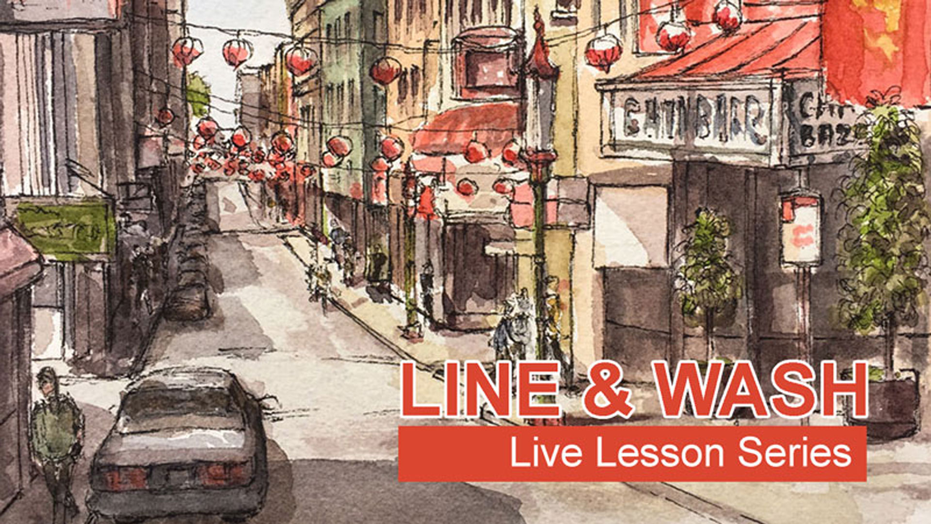 Line and wash cityscape
