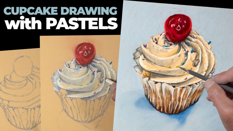 Cupcake Drawing with Pastel Pencils