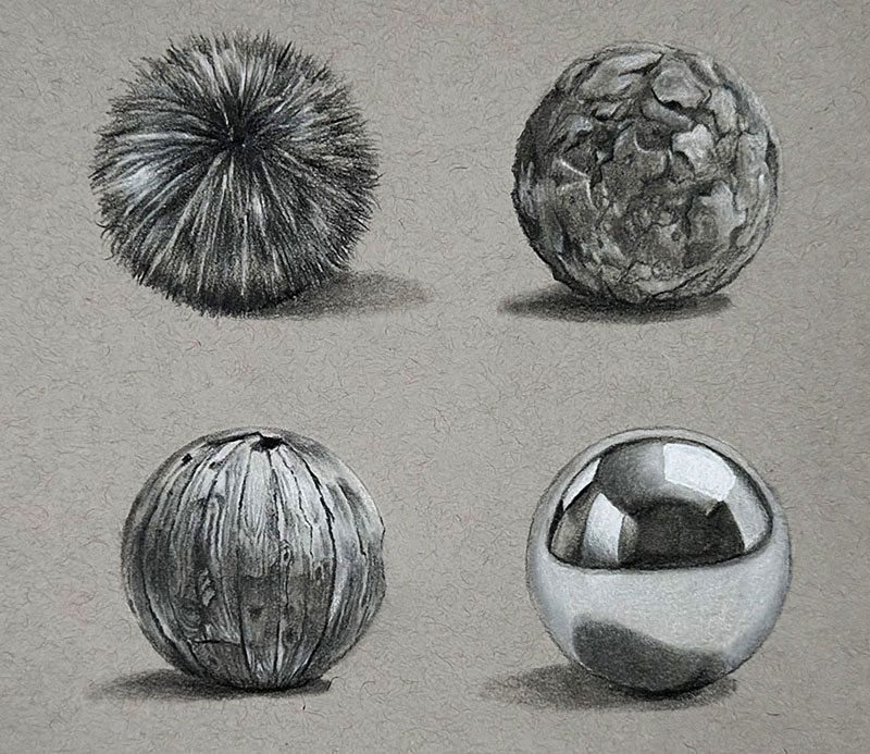 Texture drawing of spheres