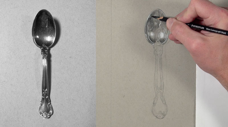 Adding shading to the top of the spoon drawing