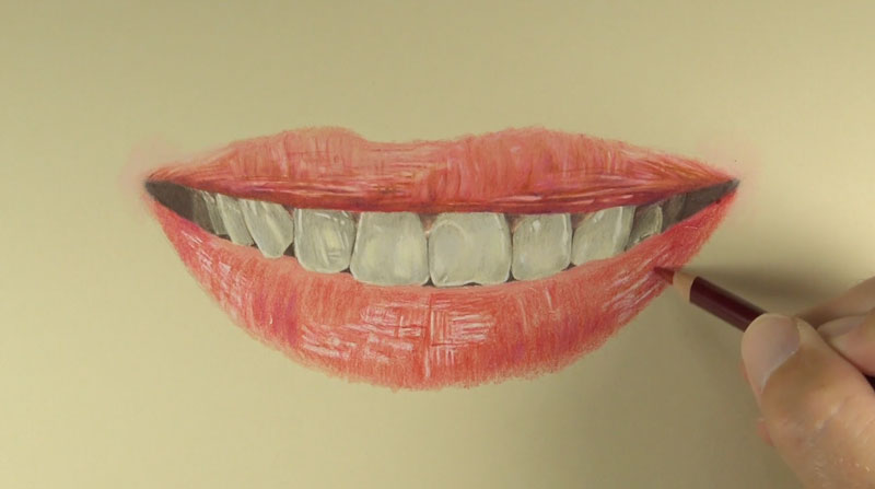 Layering colors on the bottom lip