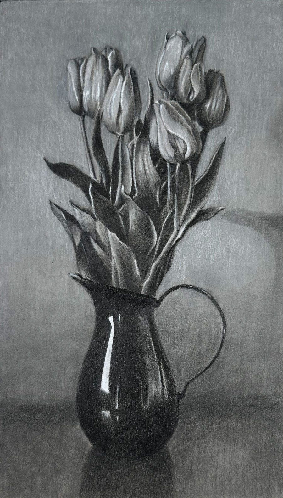 Tulips Drawing with graphite and white charcoal
