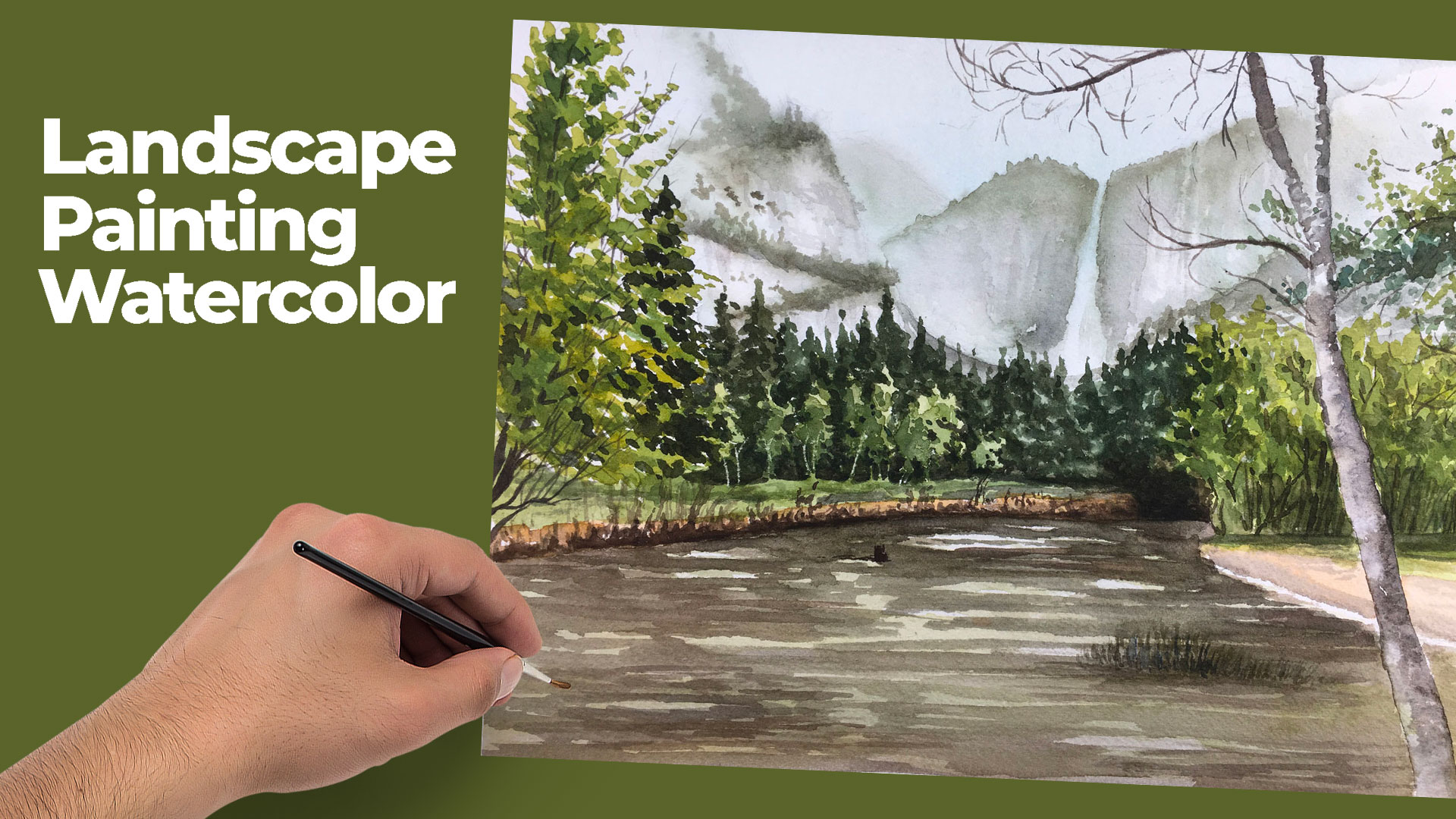 Watercolor landscape painting
