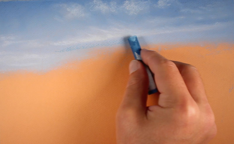 Drawing the sky with pastels