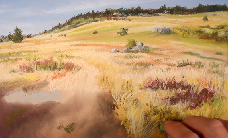 Drawing grass in the foreground
