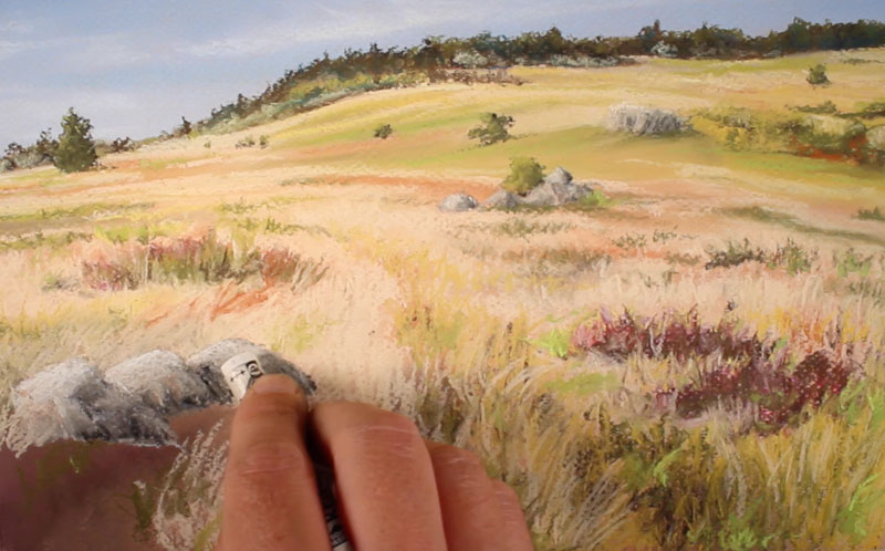 Drawing rocks in the foreground