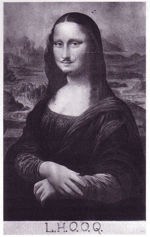 "LHOOQ", Marcel Duchamp, 1919. Reproduced Post Card with Graphite