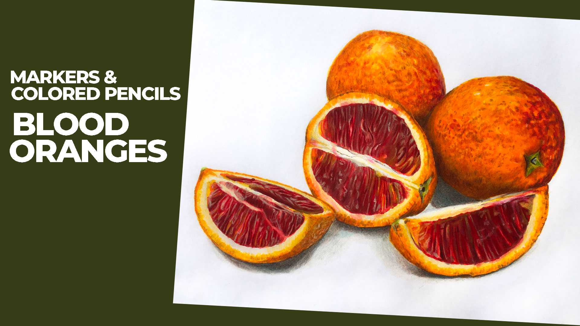 Marker and colored pencil drawing of oranges