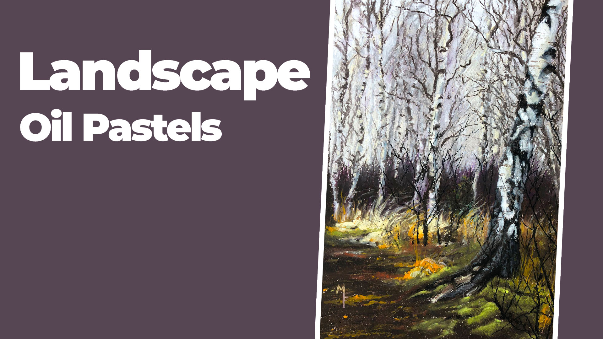 Oil pastel landscape of woods and trees