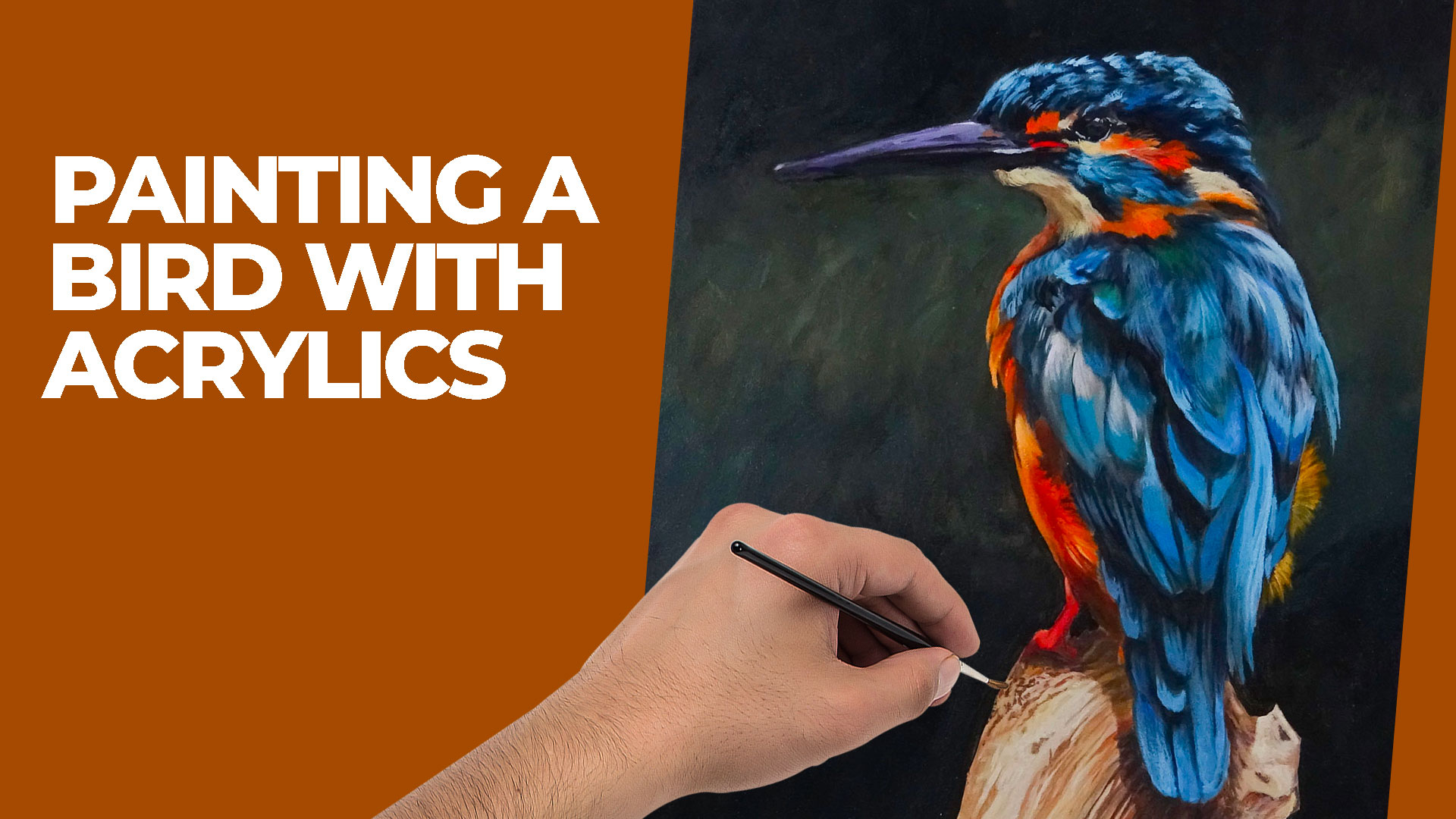 Kingfisher acrylic painting of a bird
