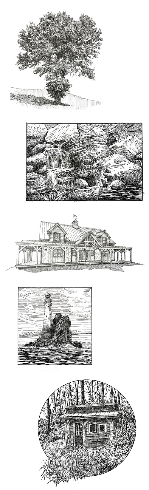 Subjects with Pen and Ink - Landscape