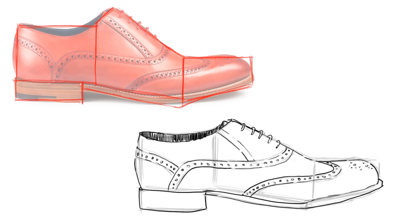 Shoe Drawing with shapes
