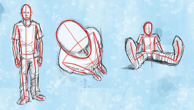 Stick figures in perspective