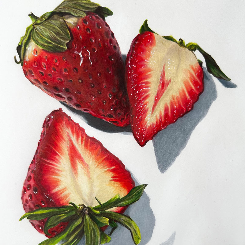 Markers and Colored Pencils - Strawberries