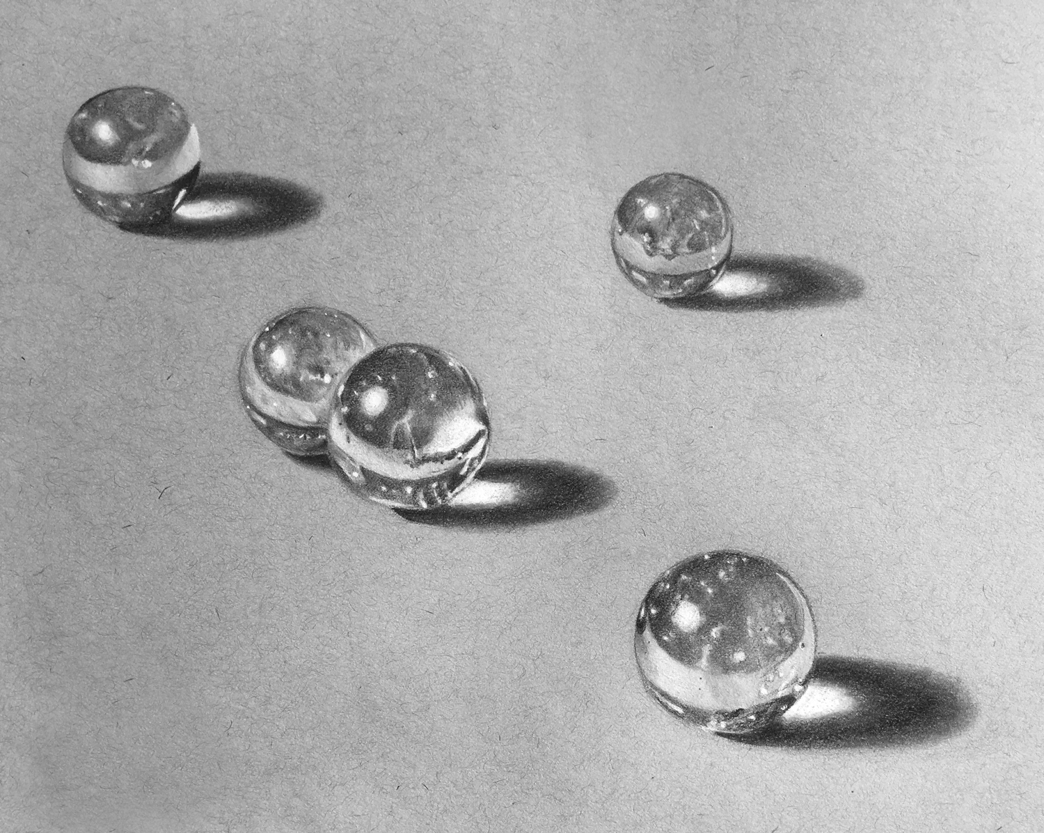 Marbles drawing with Graphite and White Charcoal